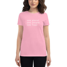 Load image into Gallery viewer, Women&#39;s short sleeve T-shirt with Six Words
