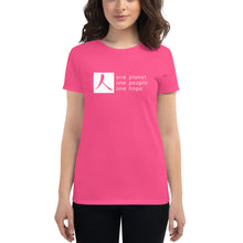 Load image into Gallery viewer, Women&#39;s short sleeve T-shirt with Box Logo and Tagline
