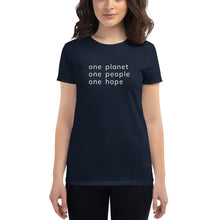 Load image into Gallery viewer, Women&#39;s short sleeve T-shirt with Six Words
