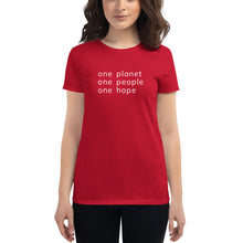 Load image into Gallery viewer, Women&#39;s short sleeve T-shirt with Six Words
