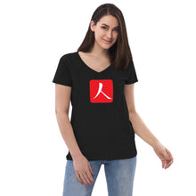 Load image into Gallery viewer, Women’s Recycled V-neck with Red Hanko
