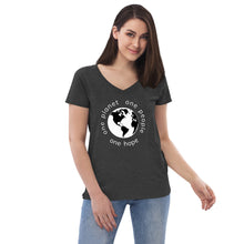 Load image into Gallery viewer, Women’s recycled V-neck with Earth and Globe Tagline
