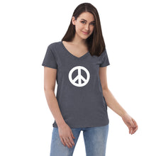 Load image into Gallery viewer, Women’s Recycled V-neck with Peace Symbol
