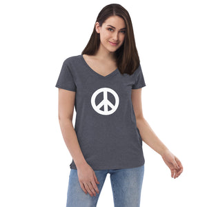 Women’s Recycled V-neck with Peace Symbol