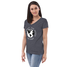 Load image into Gallery viewer, Women’s recycled V-neck with Earth and Globe Tagline
