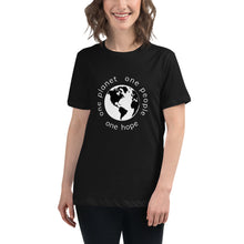 Load image into Gallery viewer, Women's Relaxed T-Shirt with Earth and Globe Tagline
