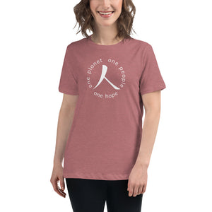 Women's Relaxed T-Shirt with Humankind Symbol and Globe Tagline
