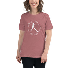Load image into Gallery viewer, Women&#39;s Relaxed T-Shirt with Humankind Symbol and Globe Tagline
