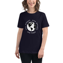 Load image into Gallery viewer, Women's Relaxed T-Shirt with Earth and Globe Tagline
