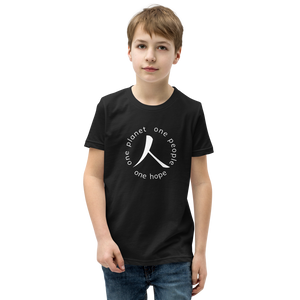 Youth Short Sleeve T-Shirt with Humankind Symbol and Globe Tagline