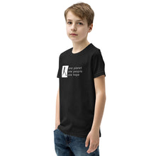 Load image into Gallery viewer, Youth Short Sleeve T-Shirt with Box Logo and Tagline
