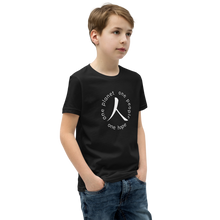 Load image into Gallery viewer, Youth Short Sleeve T-Shirt with Humankind Symbol and Globe Tagline
