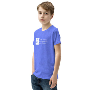 Youth Short Sleeve T-Shirt with Box Logo and Tagline