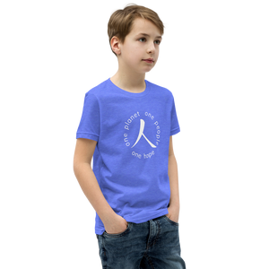 Youth Short Sleeve T-Shirt with Humankind Symbol and Globe Tagline