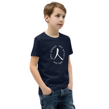 Load image into Gallery viewer, Youth Short Sleeve T-Shirt with Humankind Symbol and Globe Tagline
