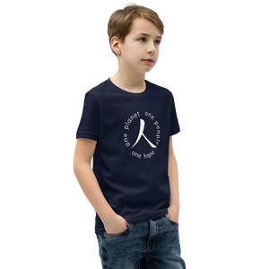 Youth Short Sleeve T-Shirt with Humankind Symbol and Globe Tagline