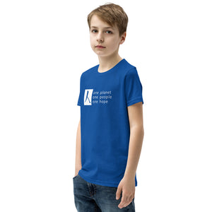 Youth Short Sleeve T-Shirt with Box Logo and Tagline
